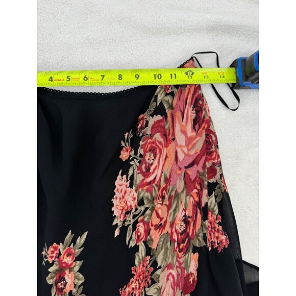 Vintage Black Floral Slip Dress With Ruffle Hem & Beaded Detail - Picture 7 of 9